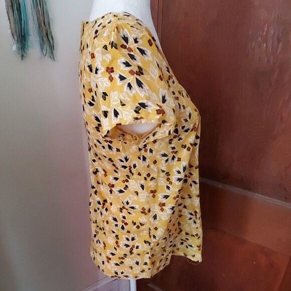 TRAMP square neck floral‎ leaf print babydoll top - Picture 3 of 6